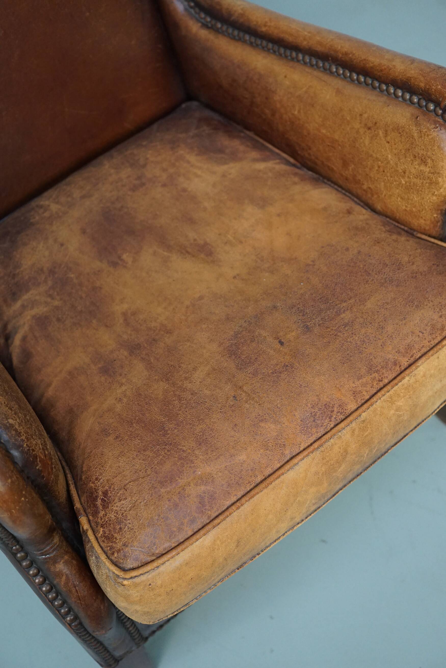 Vintage Dutch Club Chair in Cognac Leather