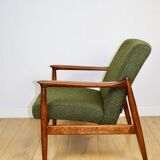 GFM-64 armchair, design by Edmund Homa from the 60s, olive green boucle - 2 pieces available