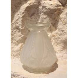 Vase or satin moulded glass hyacinth vase in Art Deco style circa 1930.