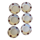 Set of 6 old Digoin plates in Sarreguemines earthenware