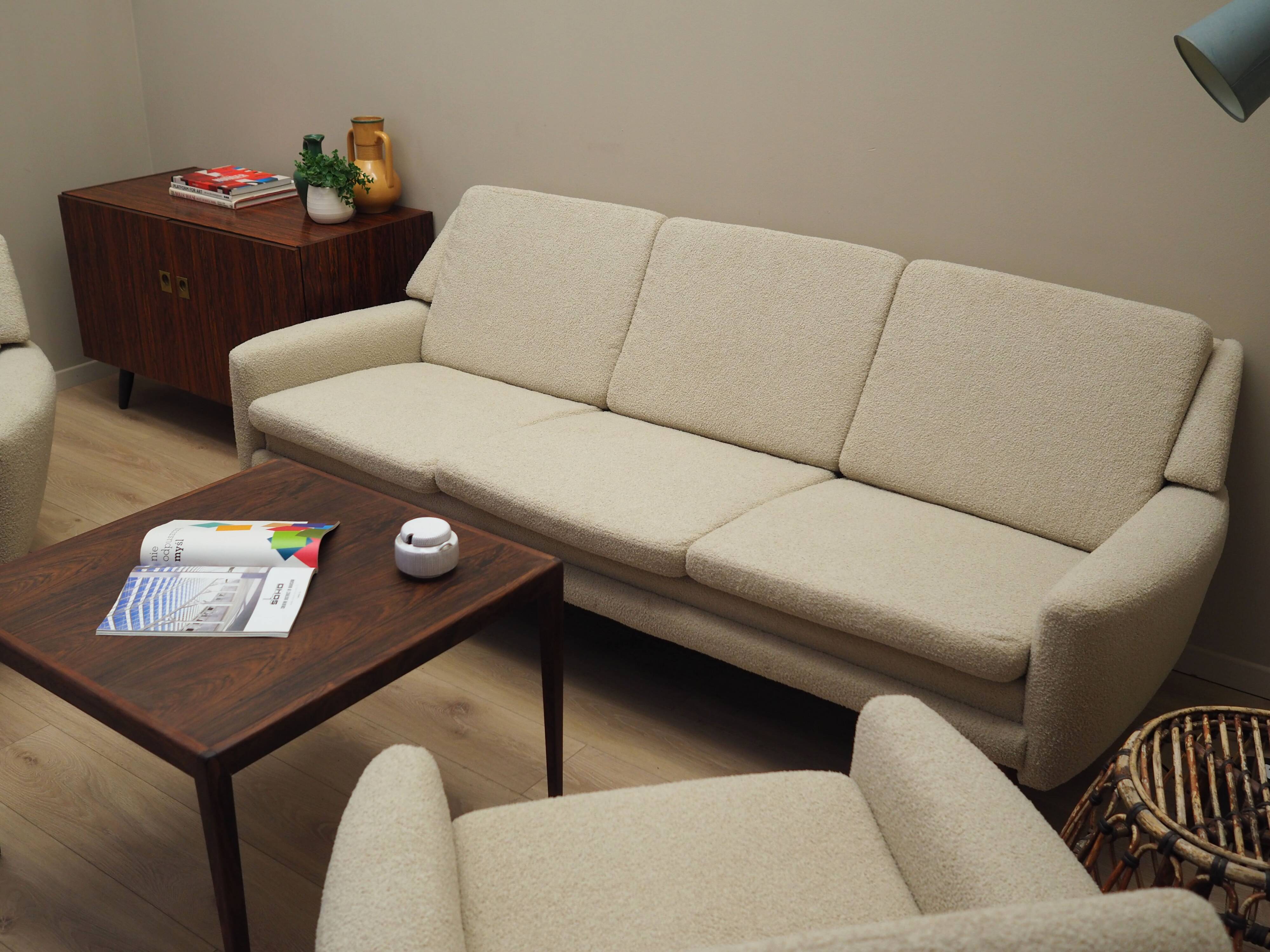 Canapé crème, design danois, années 1970, production : Danemark