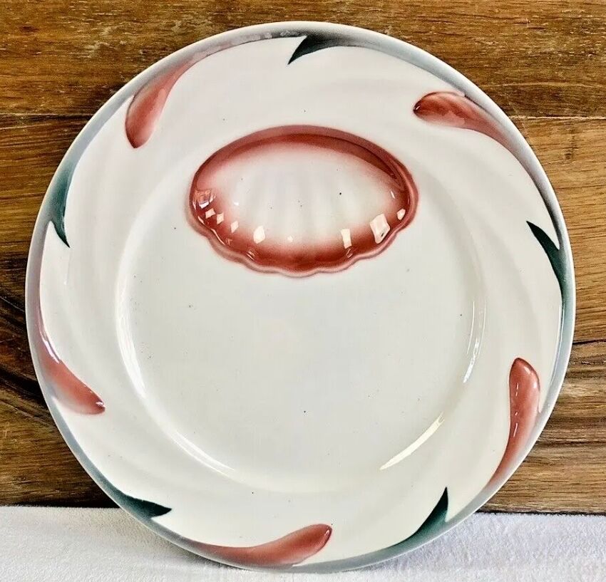 Set of 6 old Digoin Sarreguemines asparagus slushie plates