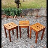 3 Wooden stools. (beech) slats and ease handle