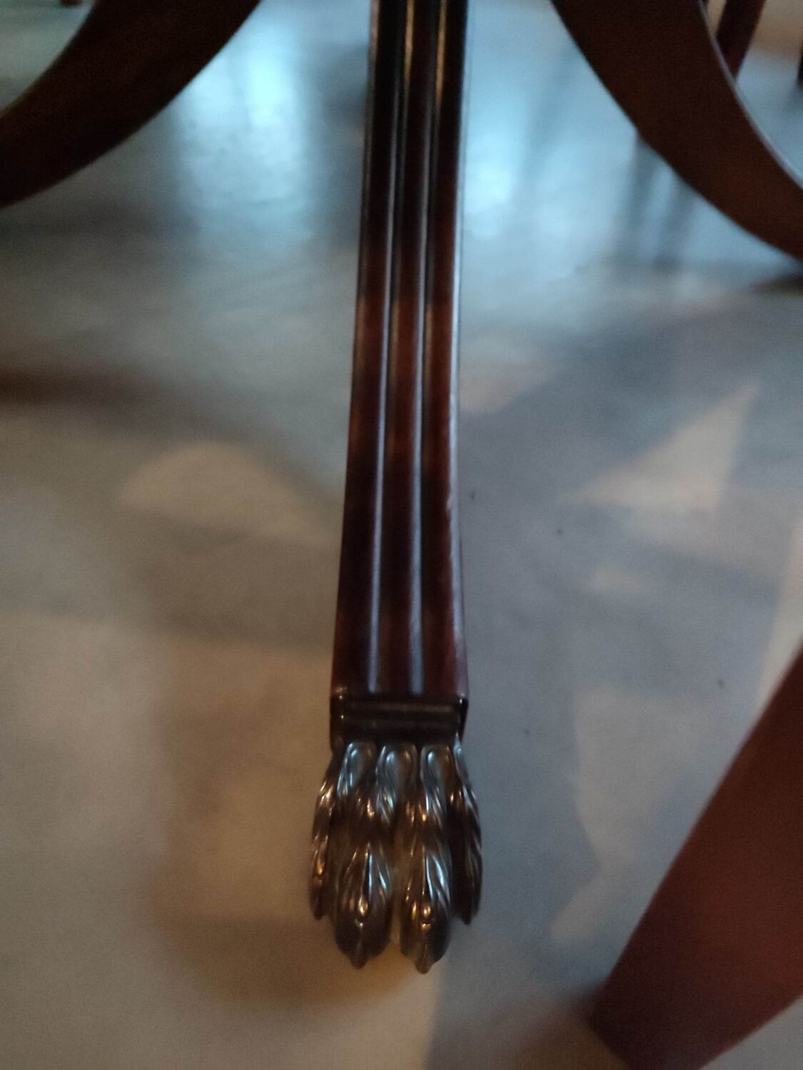 Table + extensions and chairs Gerbeau mahogany vintage wood