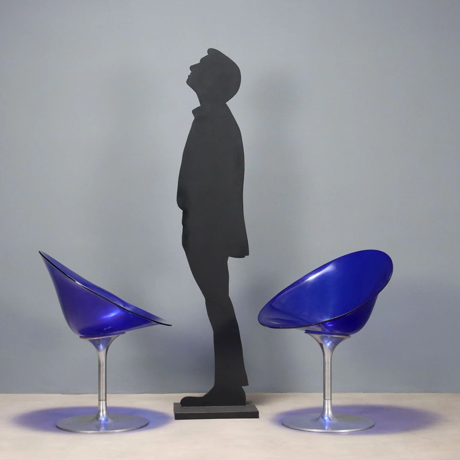 Kartell Eros chairs designed by Philippe Starck, aluminium, Italy, 1990s.