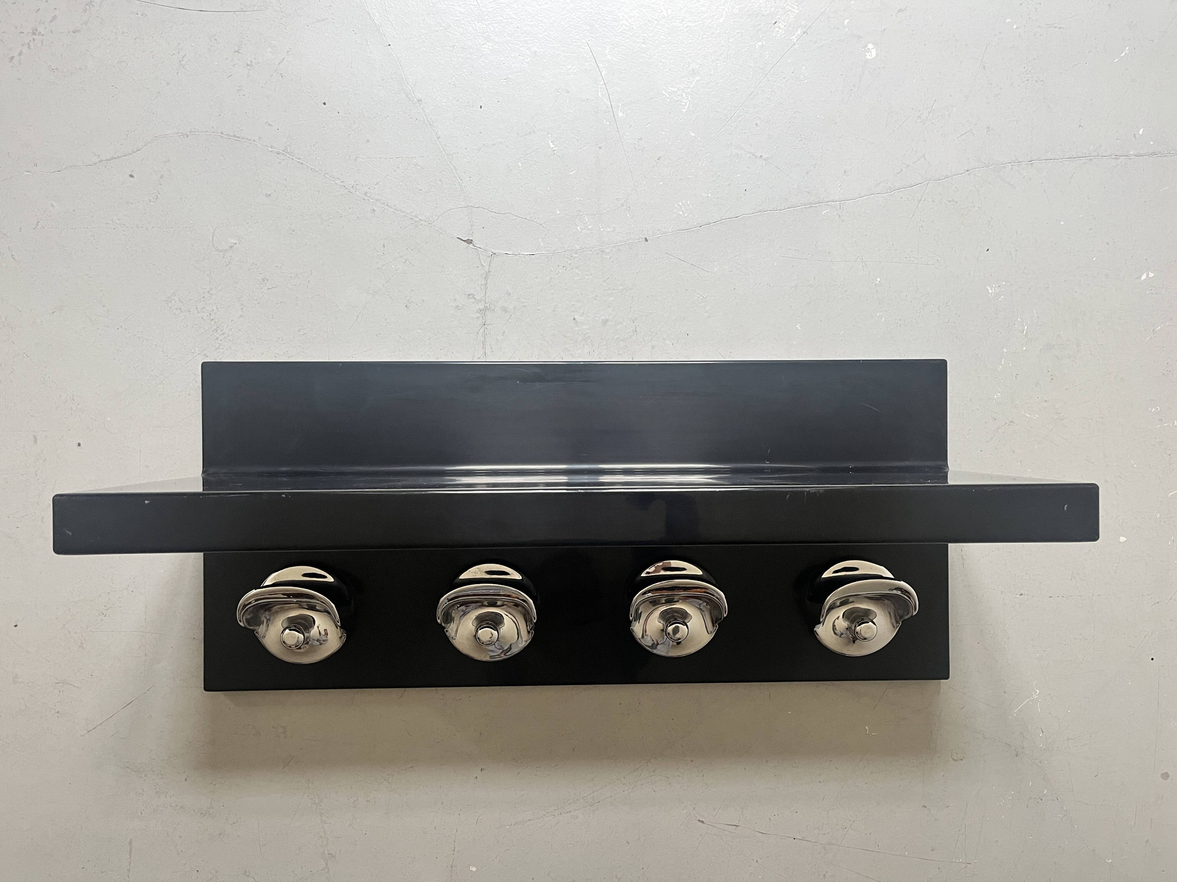 Black & chrome shelf / coat rack by Marcello Siard & Olaf Von Bohr for Kartell, design 1970
