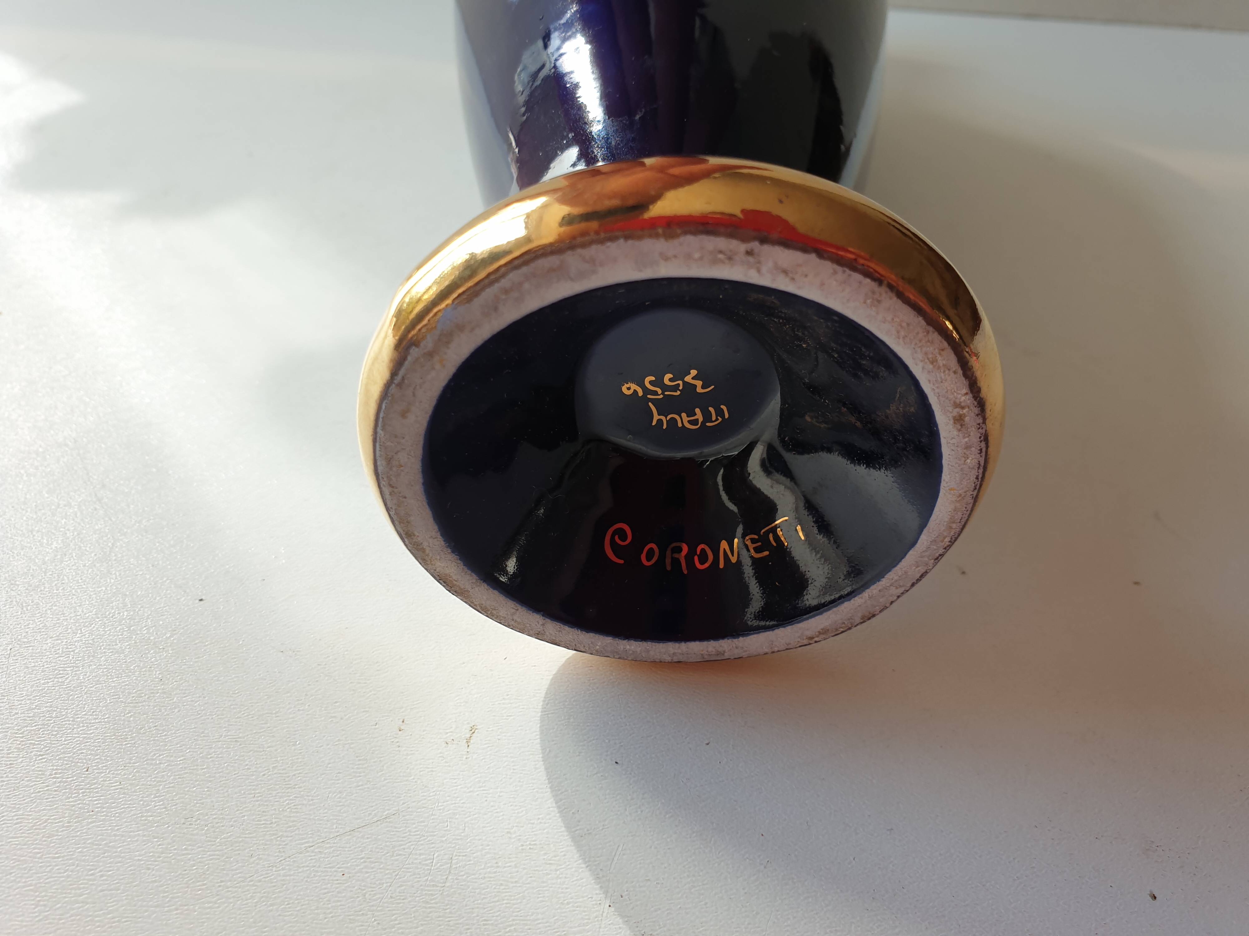 Navy Blue Porcelain Soliflore Vase - Coronetti Cunardo Italy