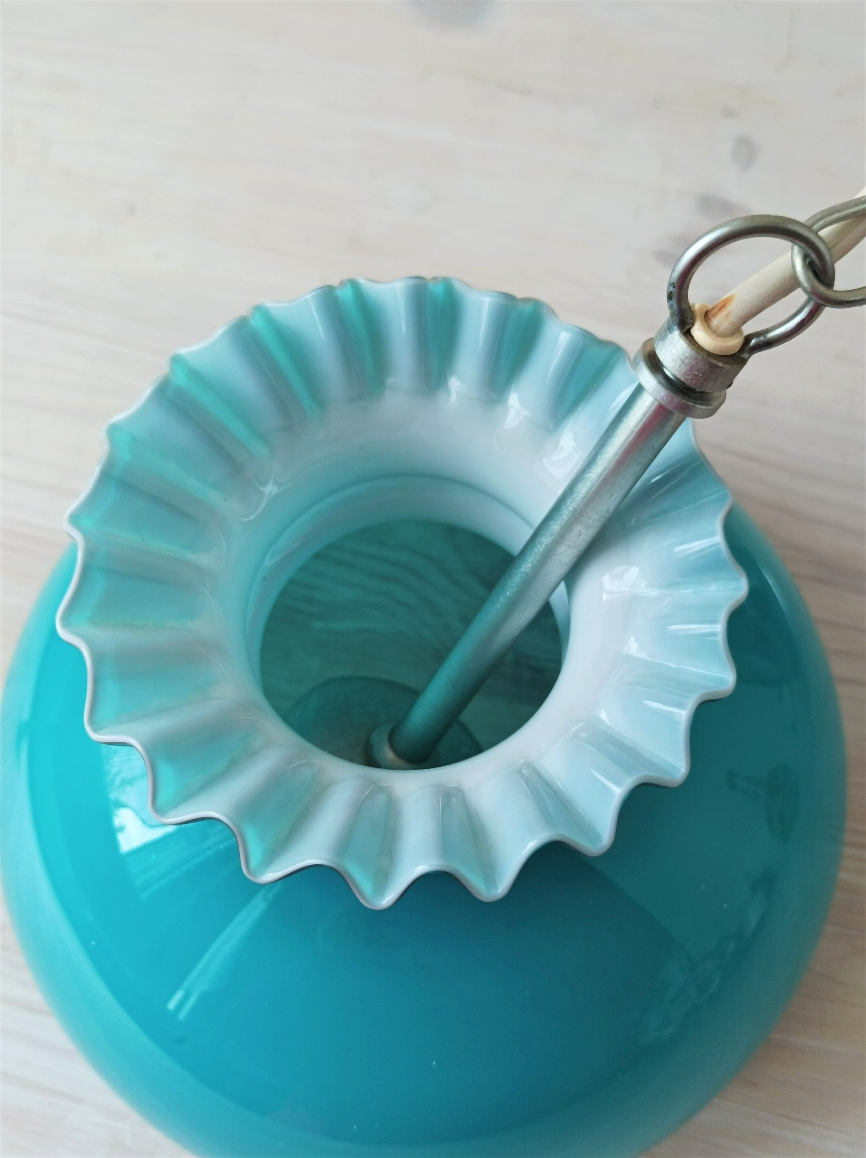 Blue opaline chandelier