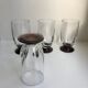 Set of 4 small glasses / flutes with purple feet art deco 30s