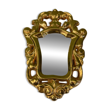 Lembo François | Miroir céramique dorée | MCM | Rocaille