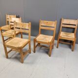 Set of 5 pine wood chairs by GM Mobler, 1960s