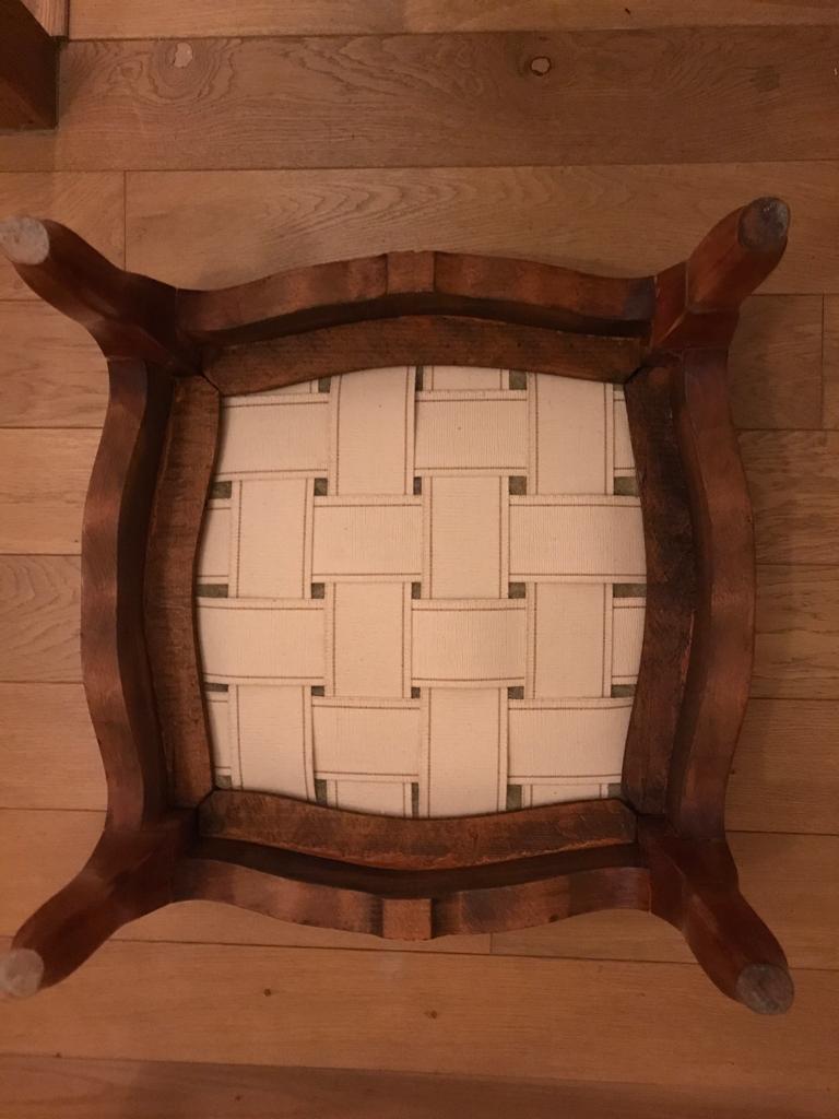 Pouf in gilded velvet and feet wood cherry style louis xv