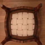 Pouf in gilded velvet and feet wood cherry style louis xv