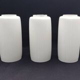 Mid Century Modern White Glass Light Shade Set of 3 Long Stripes