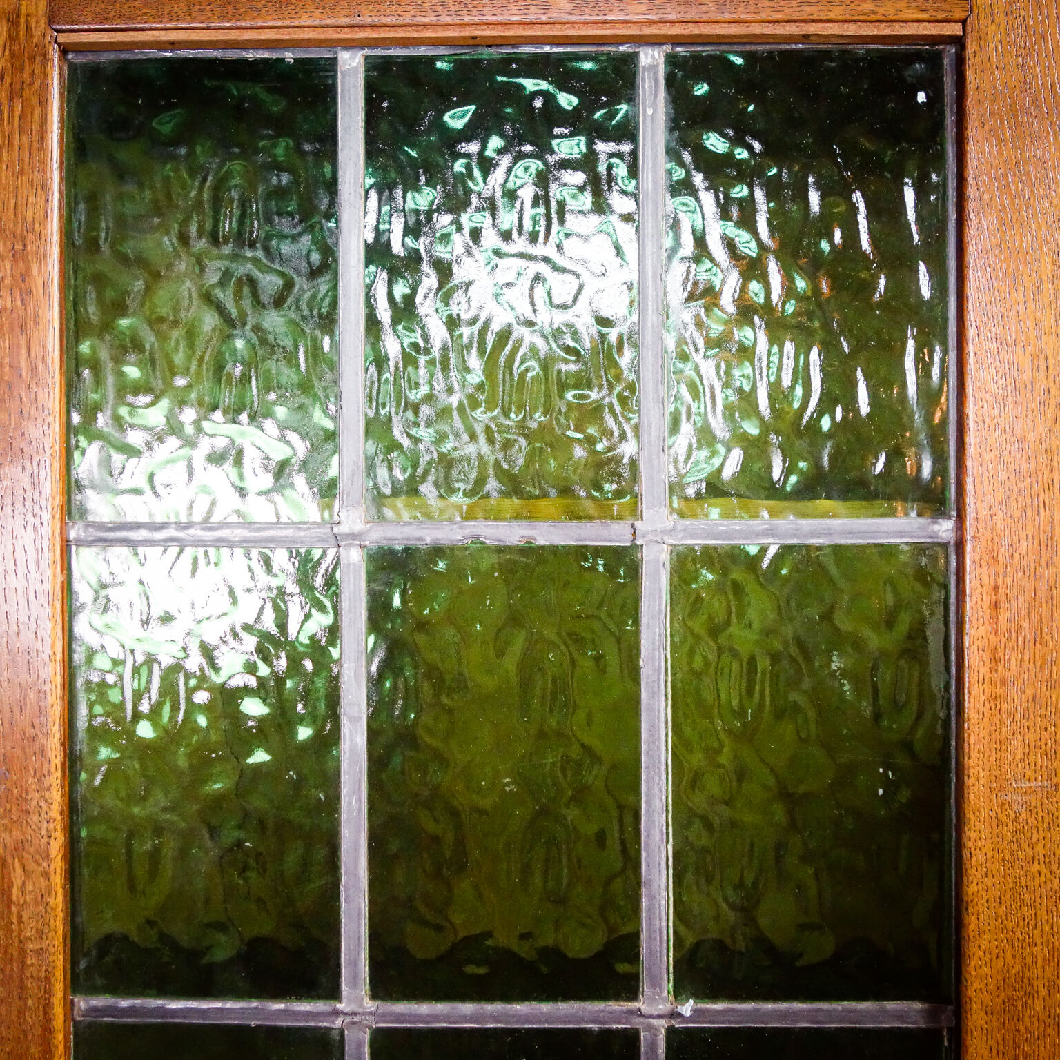 Bibliothèque antique avec portes en verre souillé Brun / Vert - années 1920