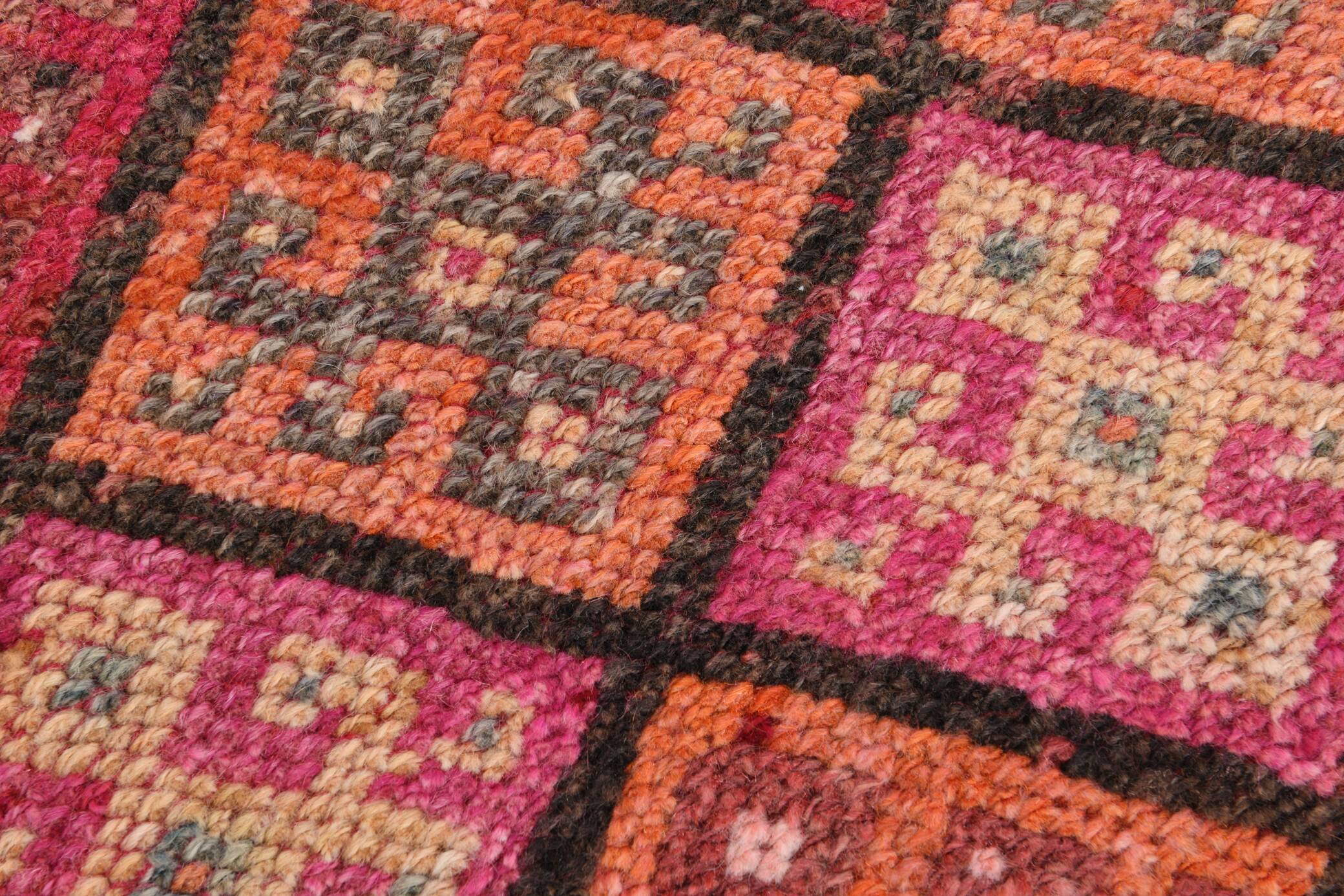 Tapis Couloir Turc Géométrique, Tapis Tribal Vintage, 87x366 Cm