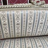 Louis XVI style bench carved with original fabrics and silks