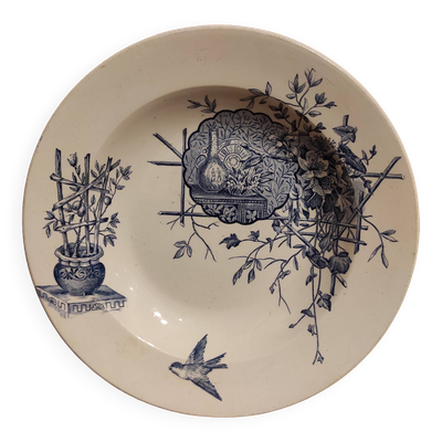 Assiette creuse vintage française, R. Lafitte, Terre de Fer, Salins