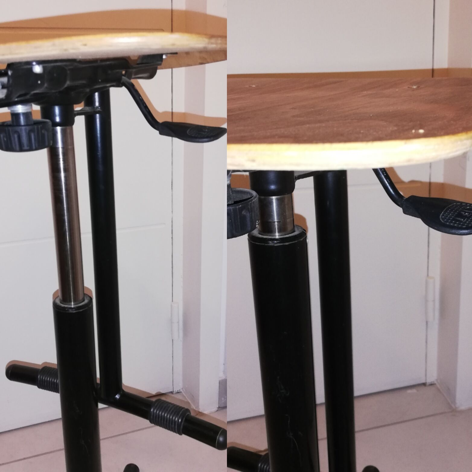 Industrial chair with height adjustment and foot rests