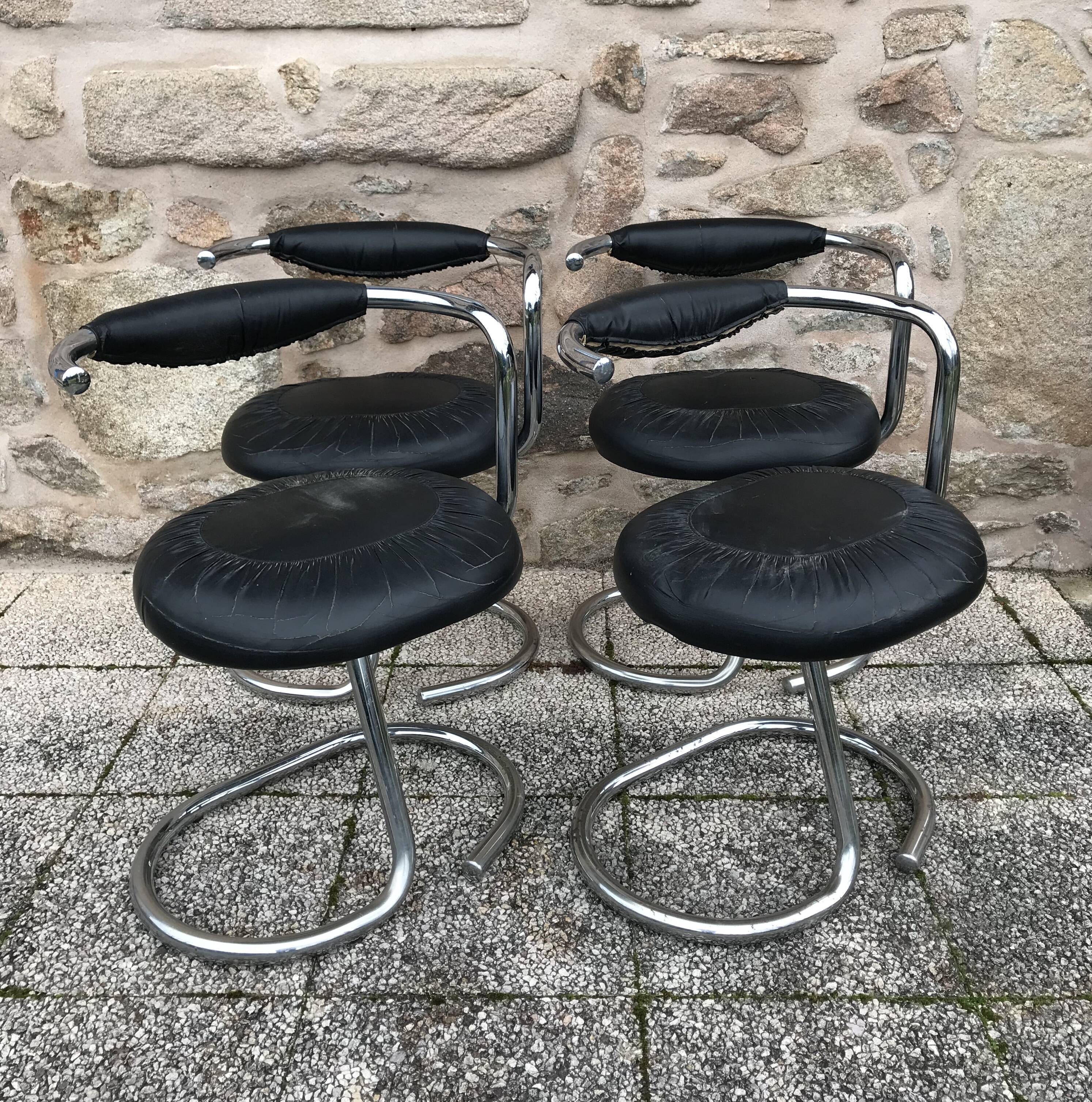Set 4 chaises Giotto Spotino vintage