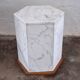 Italian hexagonal Carrara marble monolith side table / pedestal