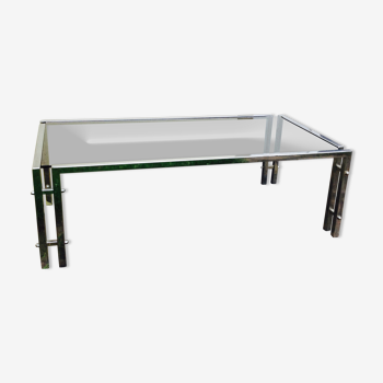 Metal and vintage smoked glass coffee table