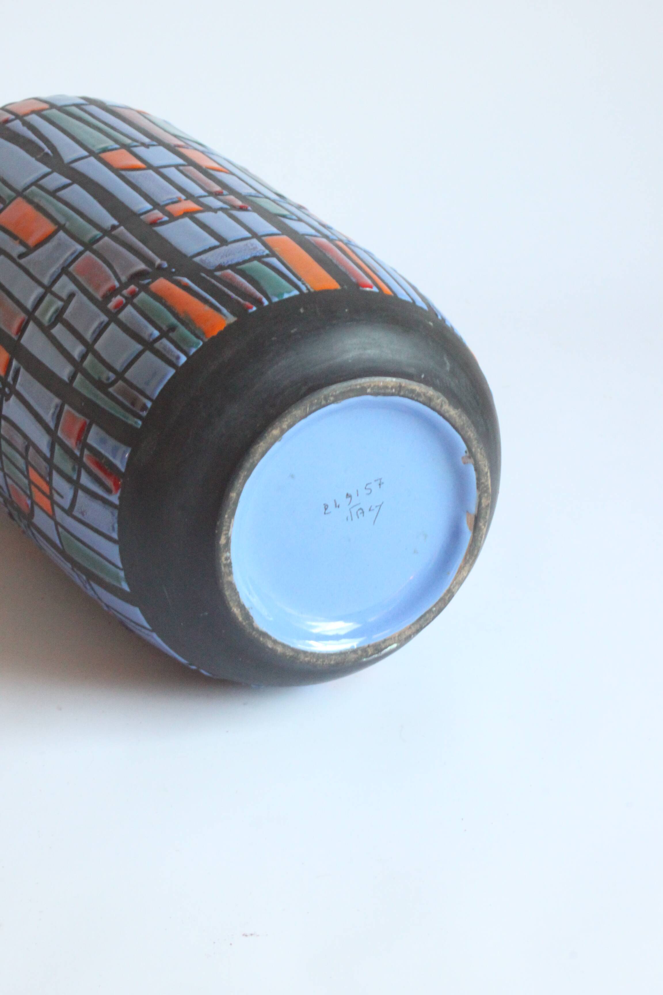 Vase à décor patchwork en céramique par Alvino Bagni, Italie, 1960s
