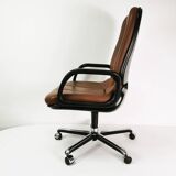Leather desk chair, Vitra, designed by Wolfgang Mueller, 1970s.