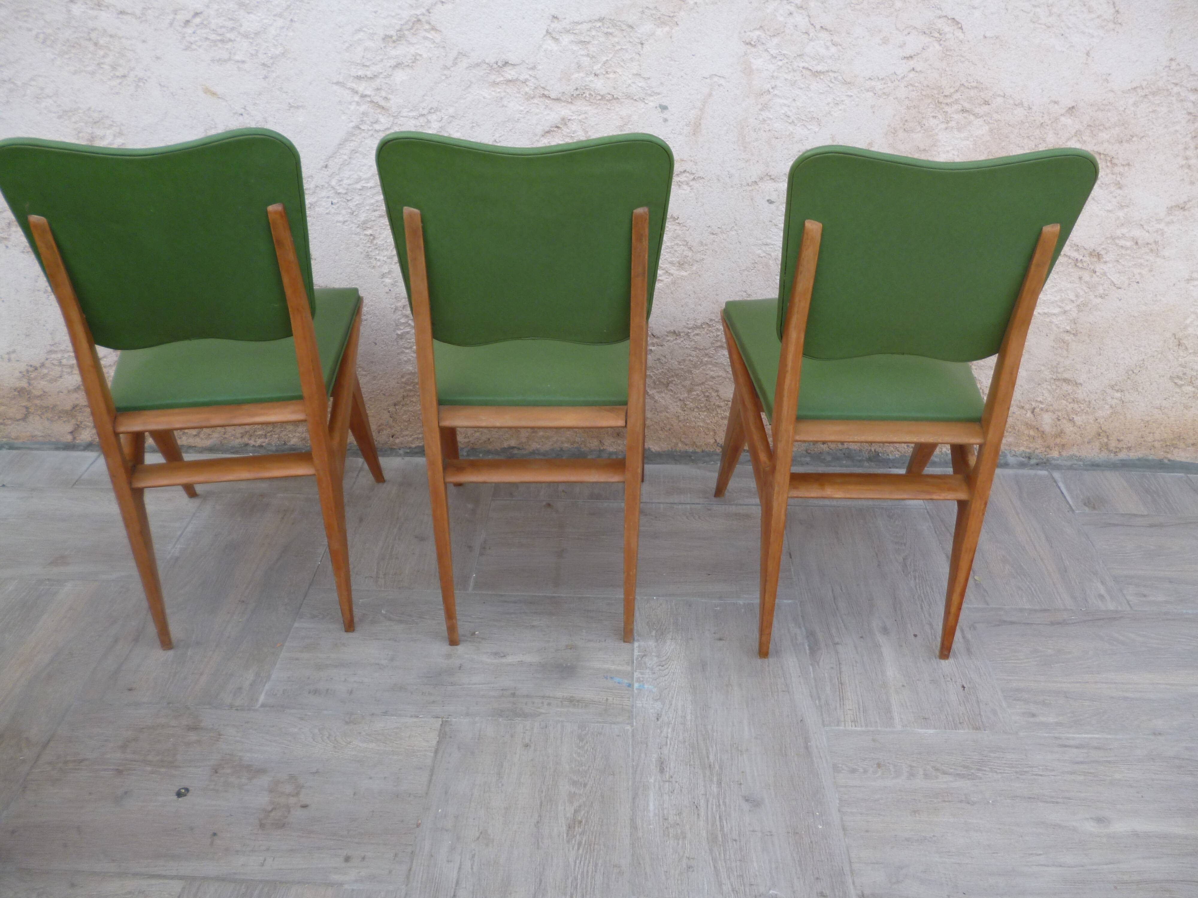 6 vintage Scandinavian chairs compass feet