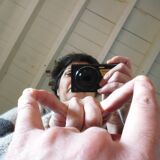 Vintage Smoked Gilac Round Mirror - 51 cm