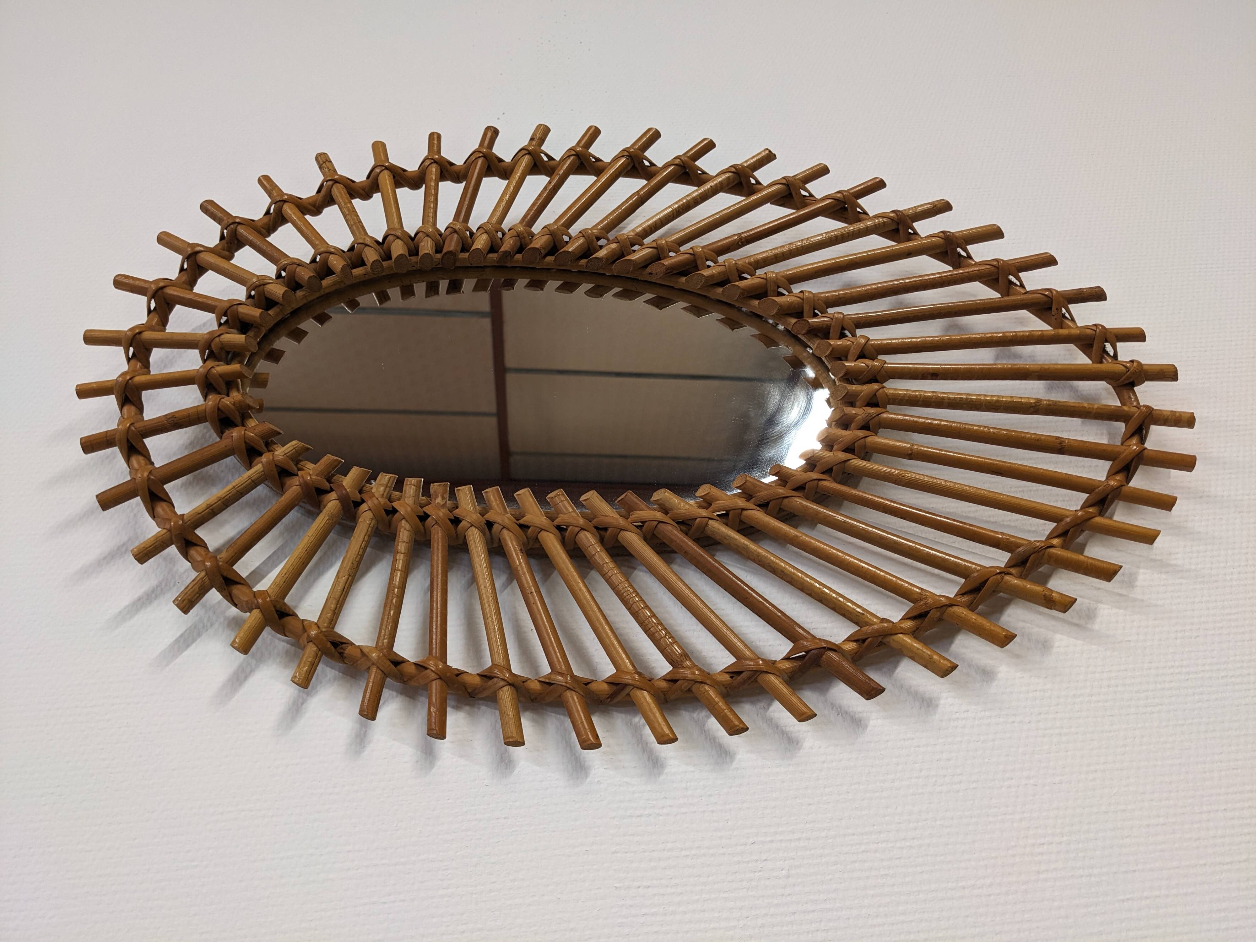Rattan eye mirror from the 50s/60s