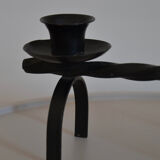 Brutalist candle holder in black iron