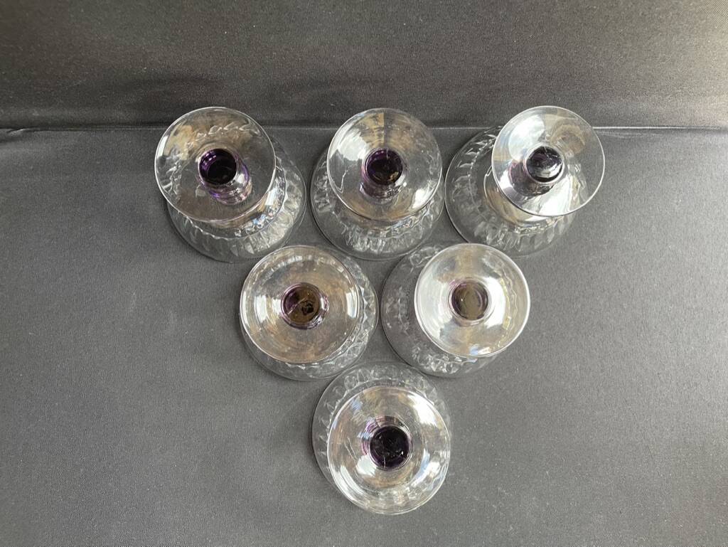 6 Colored cut crystal bowls – Val Saint Lambert