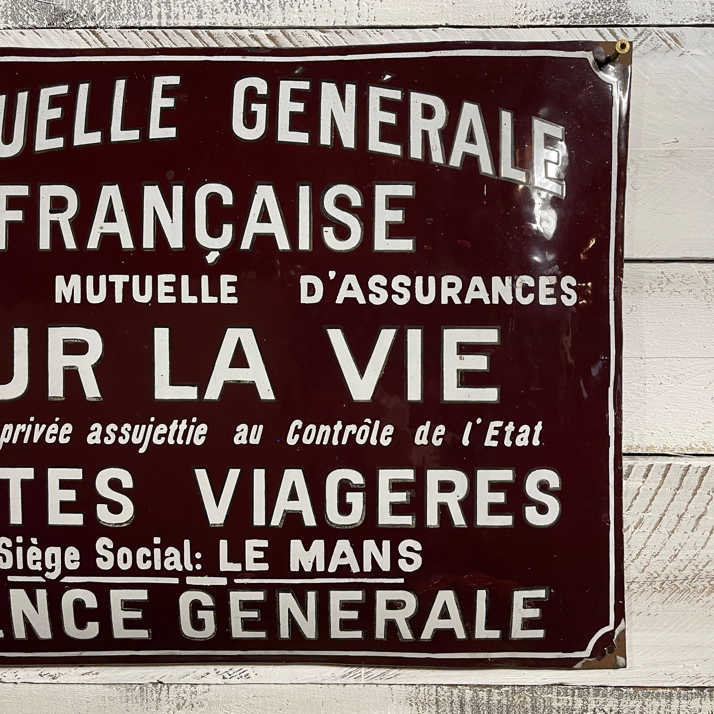 Domed enamelled plate Mutuelle Générale 45 x 60 cm