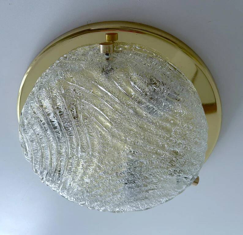 Vintage Murano Glass Flush Mount Light, 1970s