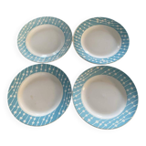 4 flat plates stamped Digoin Sarreguemines, Domremy model