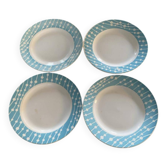 4 assiettes plates estampillées Digoin Sarreguemines, Modèle Domremy