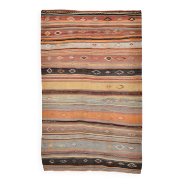 Turkish Anatolian Carpet, Vintage Pattern Rug, 163x259 Cm