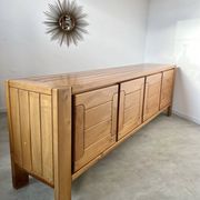 Large sideboard Regain in solid elm wood XXL 4 doors 70s