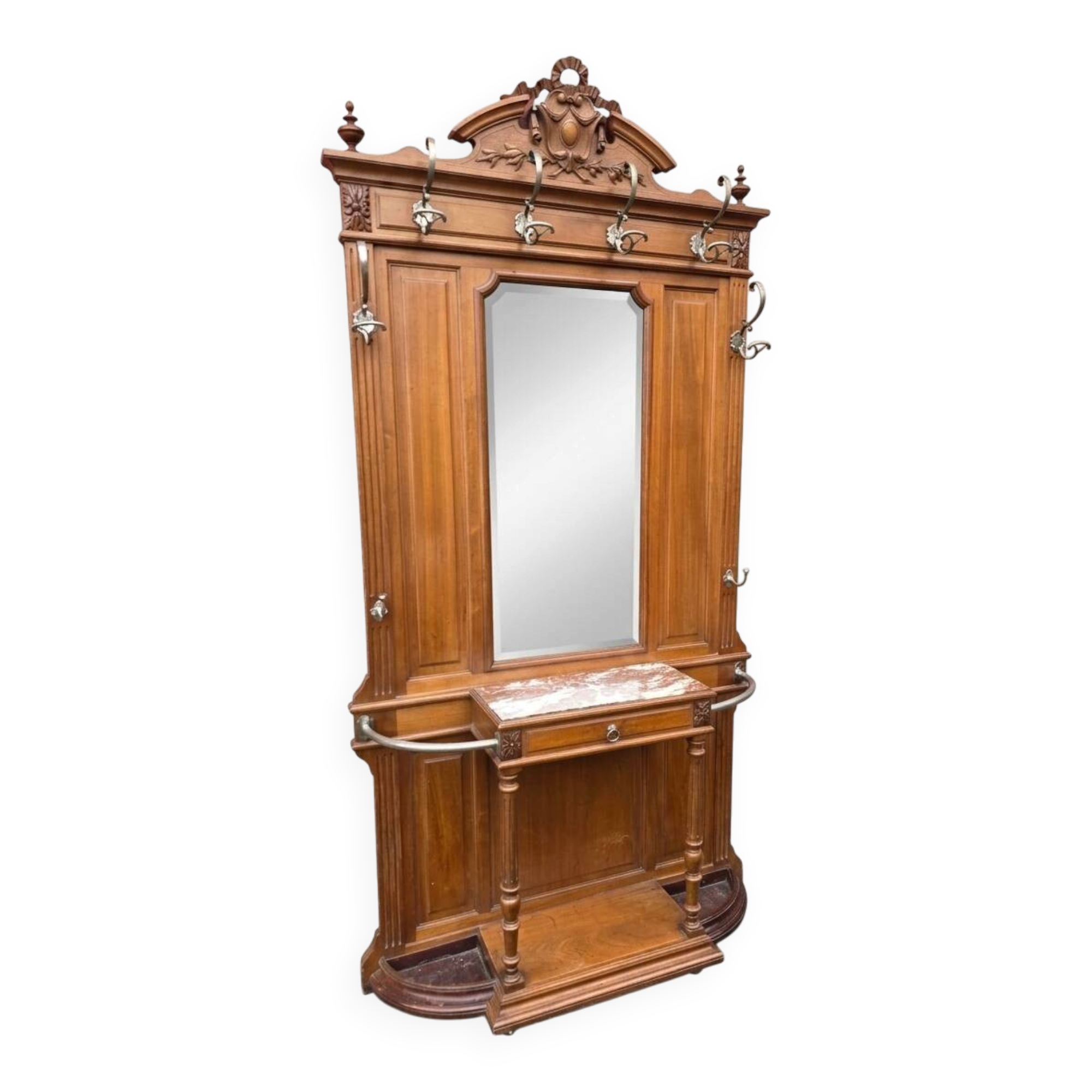 Vestiaire porte manteau en noyer fin XIXe