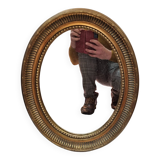 Oval wooden mirror, gold 49x39cm