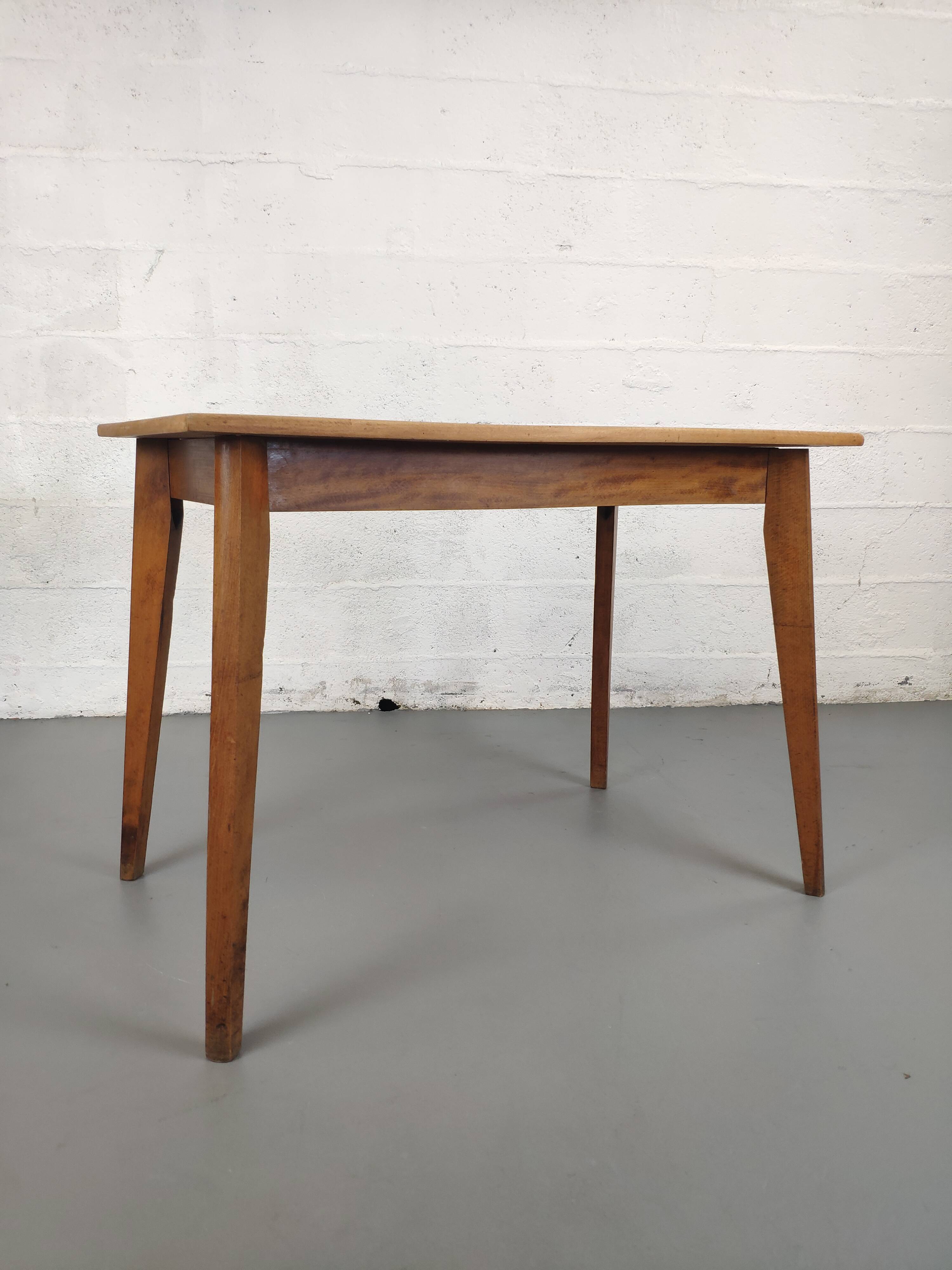 Vintage bistro table rectangular compass feet