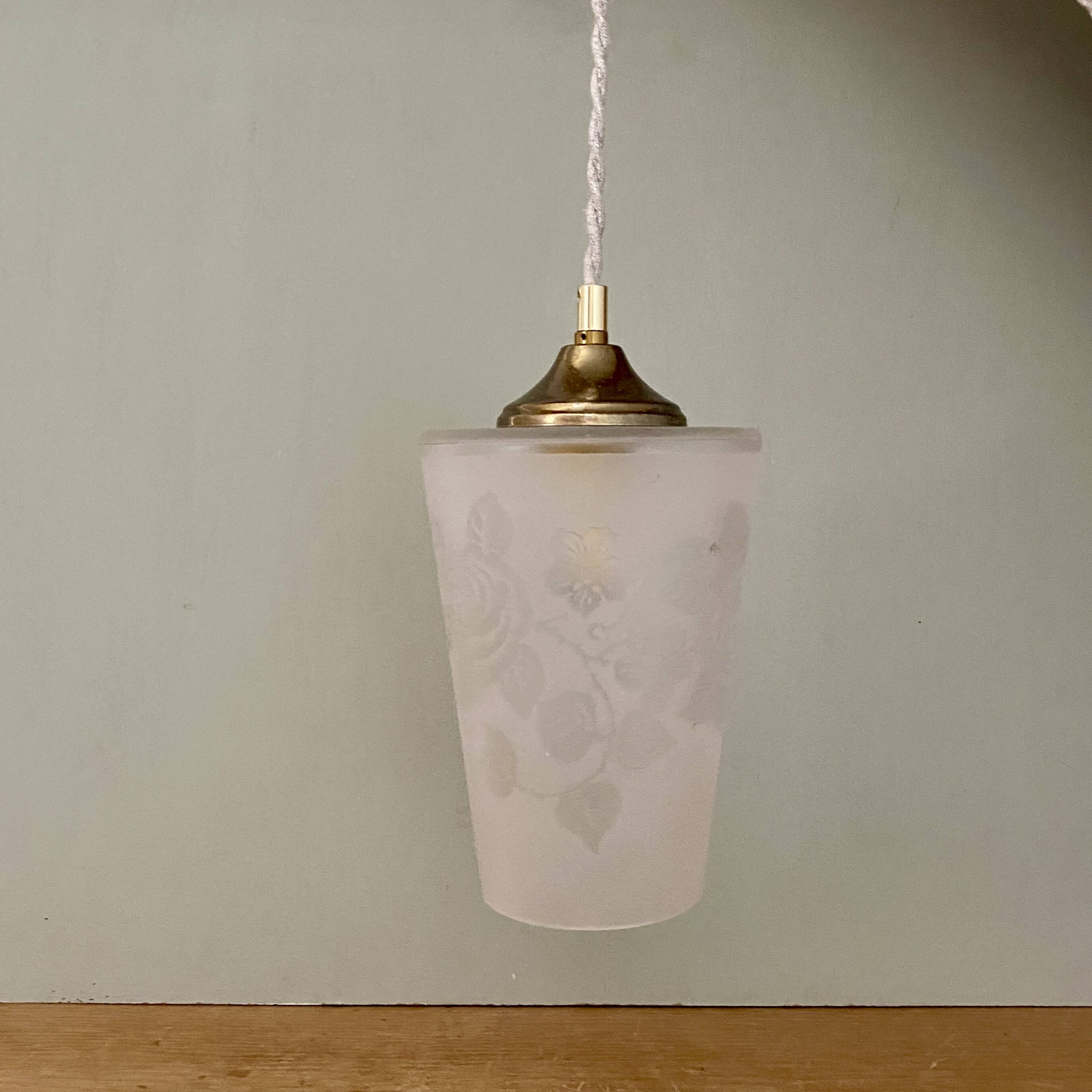 Vintage frosted glass globe pendant light