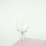 Set of 6 large wine glasses with intricately carved stems, in engraved crystal, Art Nouveau