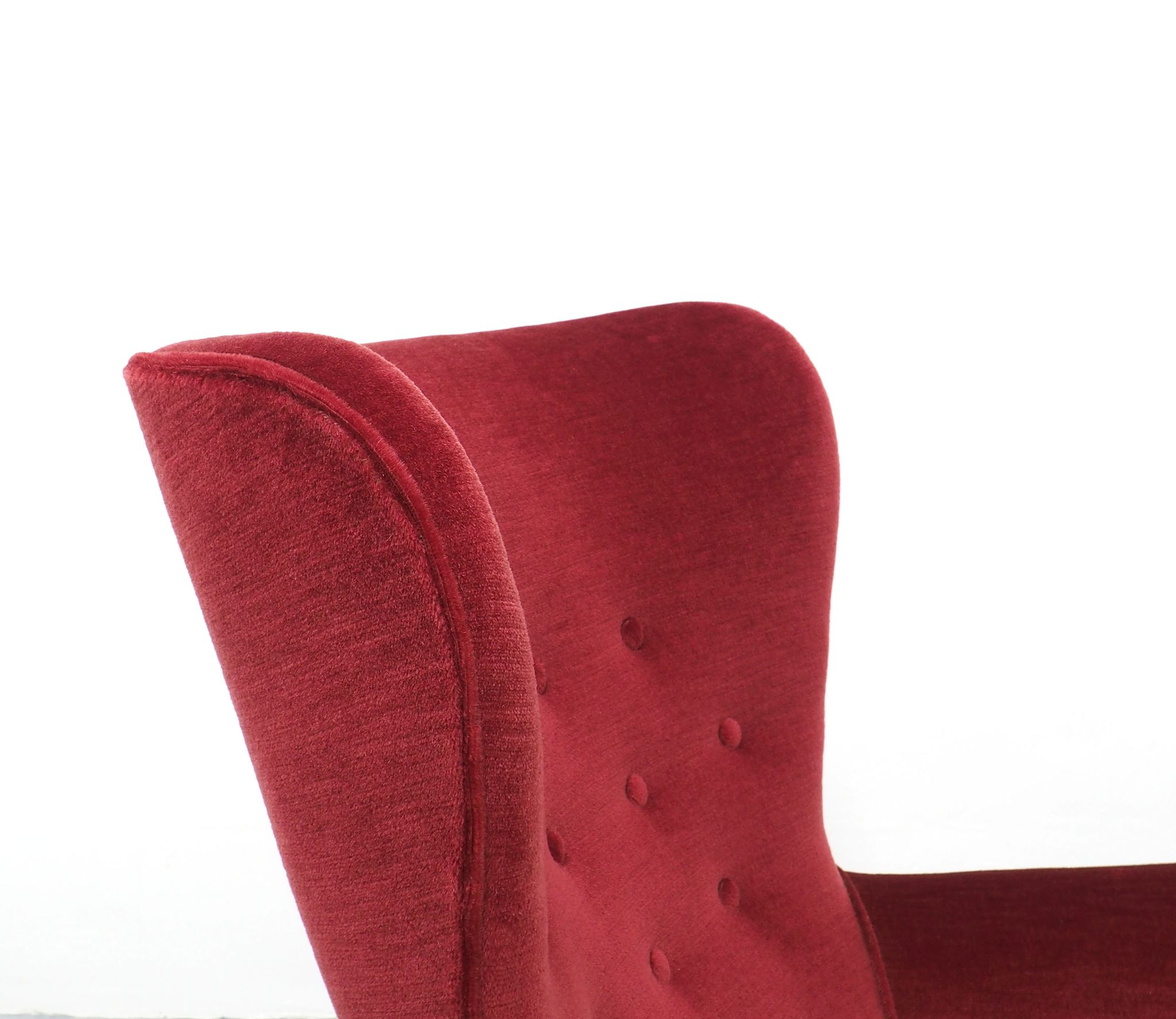 Artifort velvet red lounge chair by Theo Ruth, 1950's