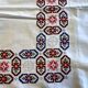 Household linen, embroidered tea tablecloth, 6 napkins, circa 1960
