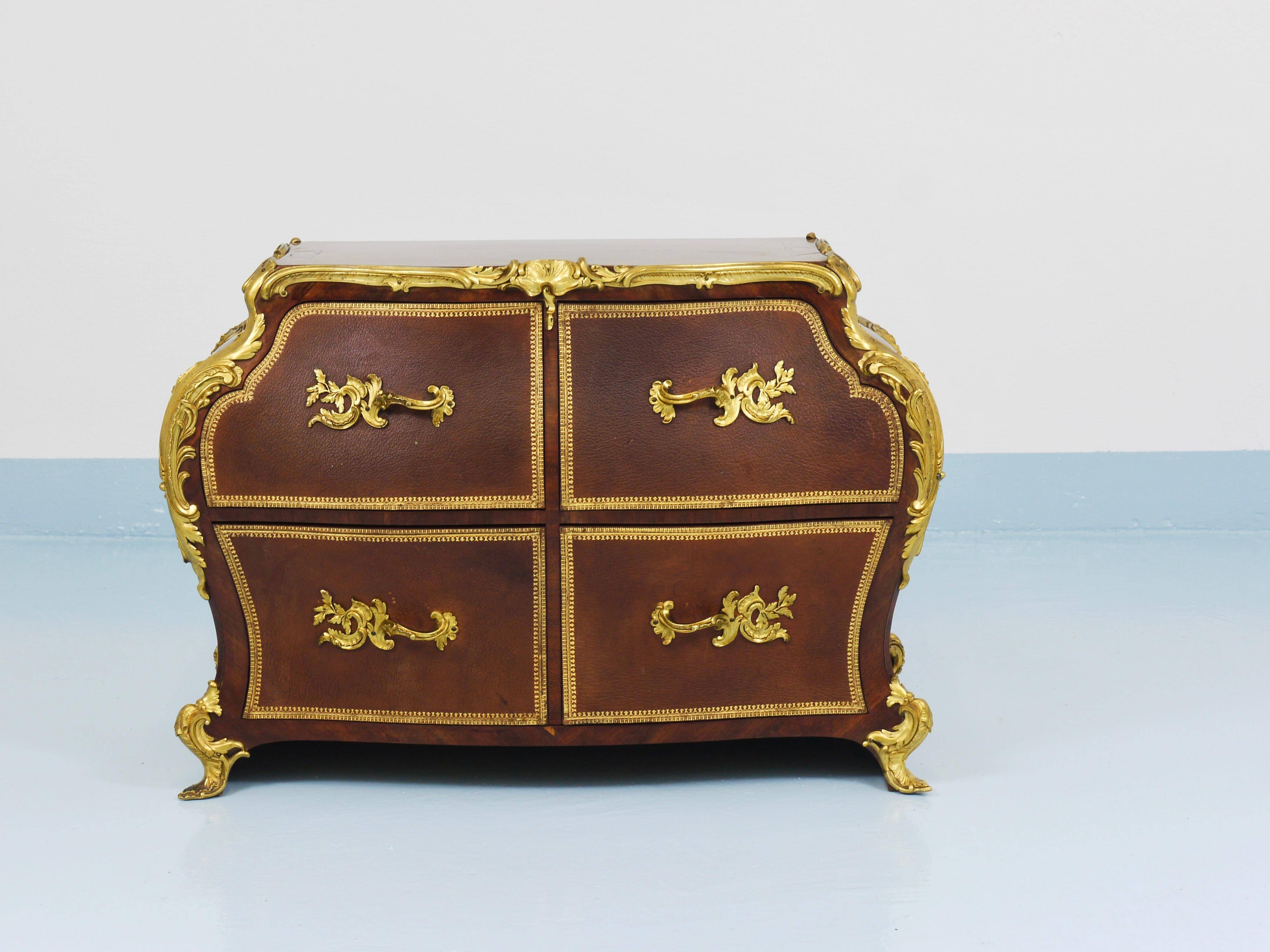 G. Durand Louis XV Bombe Commode, Marquetry, Gilt Bronze, 1880, Paris, France