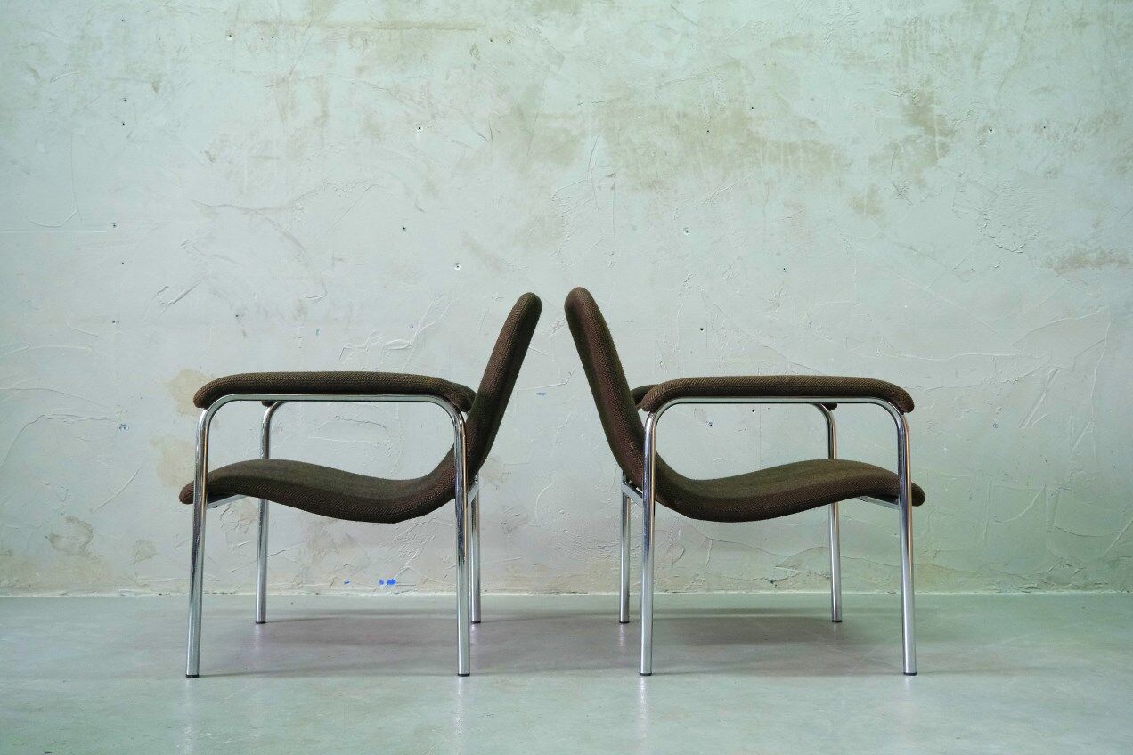 Mid-Century Easy Chairs in Tubular Steel from Thonet, 1970s, Set of 2.