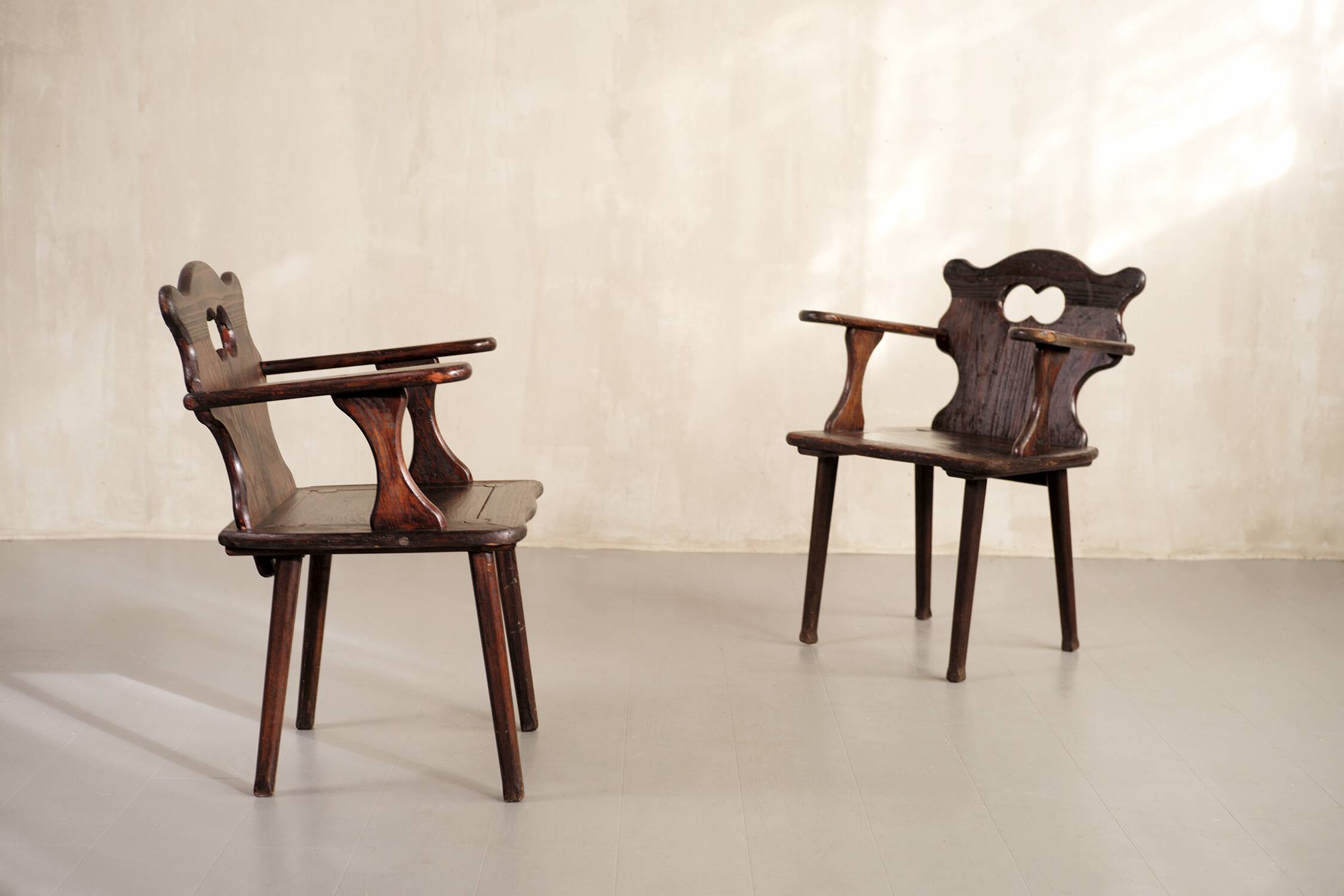 Pair of Savoyard armchairs, France 1950