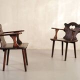 Pair of Savoyard armchairs, France 1950